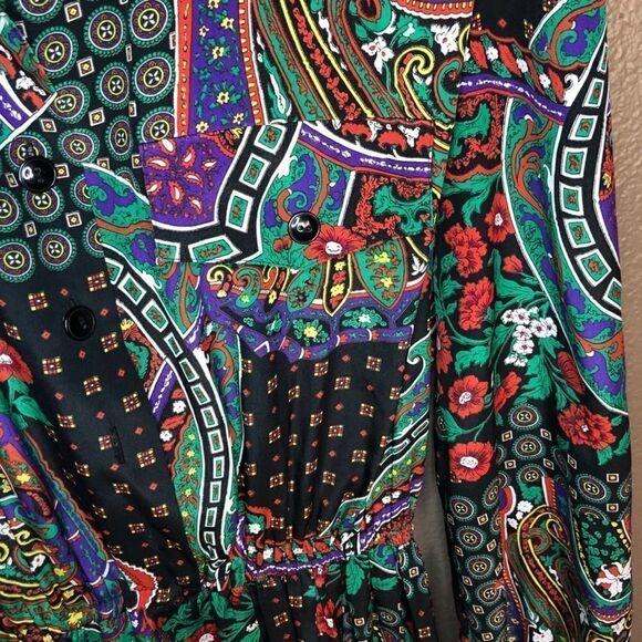 Leslie Faye Vintage Black Floral Long Sleeve Dress - Picture 9 of 9